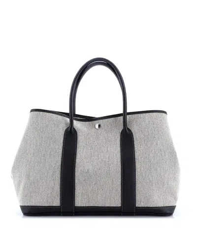 Pre-owned Pre-owned Hermes  Hermes 36 Garden Party Tote Toile And Leather In Blue