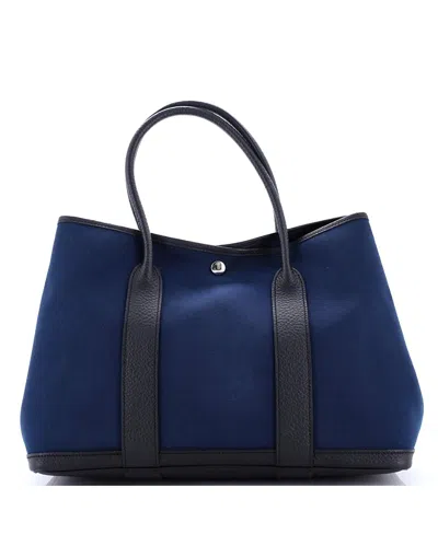 Pre-owned Pre-owned Hermes  Hermes 36 Garden Party Tote Toile And Leather In Blue