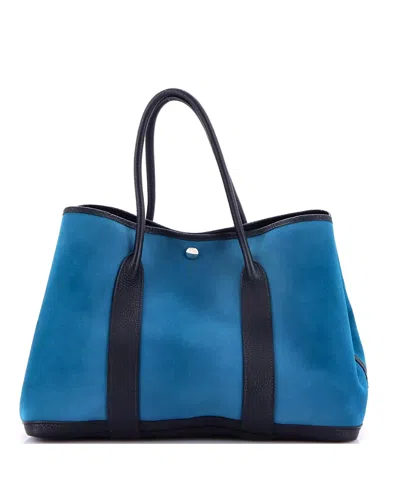 Pre-owned Pre-owned Hermes  Hermes 36 Garden Party Tote Toile And Leather In Blue