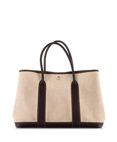 Pre-owned Pre-owned Hermes  Hermes 36 Garden Party Tote Toile And Leather In Brown/ Brown/ Natural