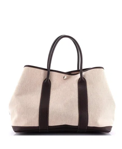 Pre-owned Pre-owned Hermes  Hermes 36 Garden Party Tote Toile And Leather In Brown/ Natural