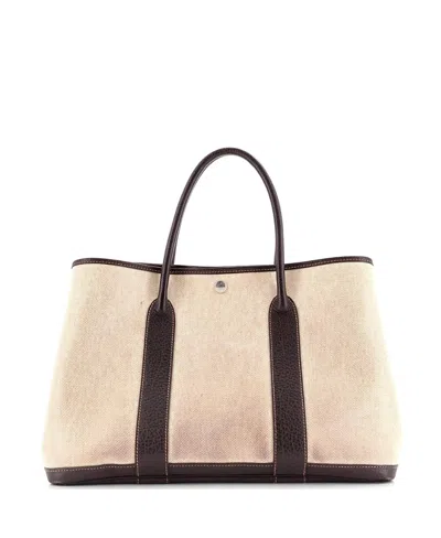 Pre-owned Pre-owned Hermes  Hermes 36 Garden Party Tote Toile And Leather In Brown/ Natural