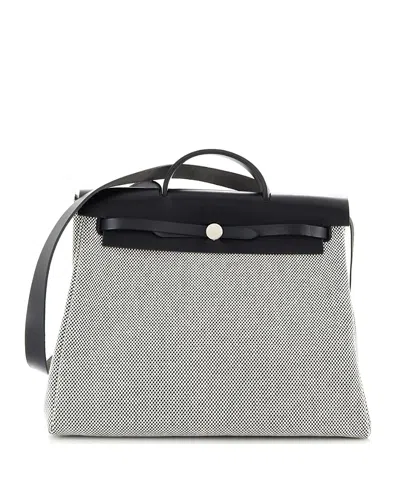 Pre-owned Pre-owned Hermes  Hermes 39 Herbag Zip Criss Viking Toile And Leather In Black