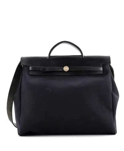 Pre-owned Pre-owned Hermes  Hermes 39 Herbag Zip Leather And Toile In Black