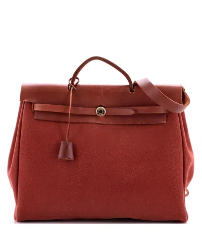 Pre-owned Pre-owned Hermes  Hermes 39 Herbag Zip Leather And Toile In Brown