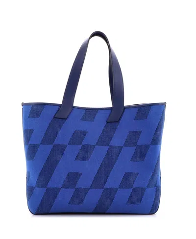 Pre-owned Pre-owned Hermes  Hermes 40 Cabas H En Biais Tote Canvas With Leather In Blue