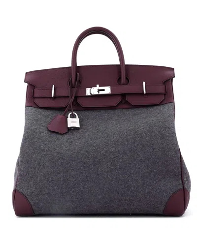 Pre-owned Pre-owned Hermes  Hermes 40 Go Team Hac Birkin Bag Felt And Togo With Palladium Hardware In Multi