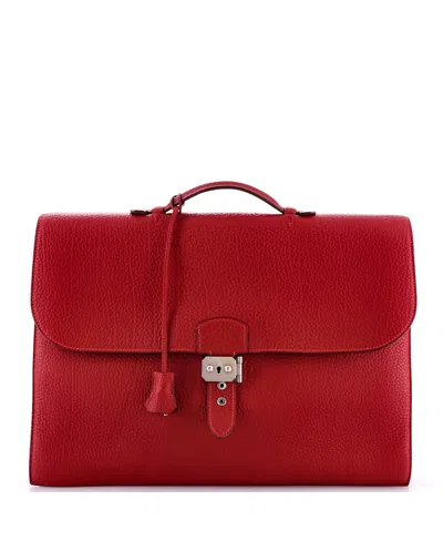 Pre-owned Pre-owned Hermes  Hermes 41 Sac A Depeches Bag Fjord In Red
