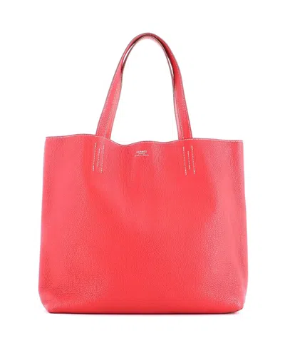 Pre-owned Pre-owned Hermes  Hermes 45 Double Sens Tote Clemence In Red