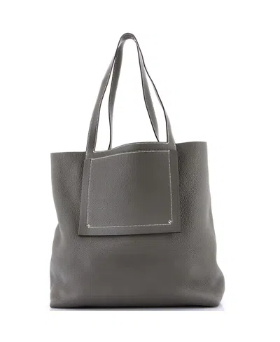 Pre-owned Pre-owned Hermes  Hermes 46 Cabasellier Tote Clemence In Gray