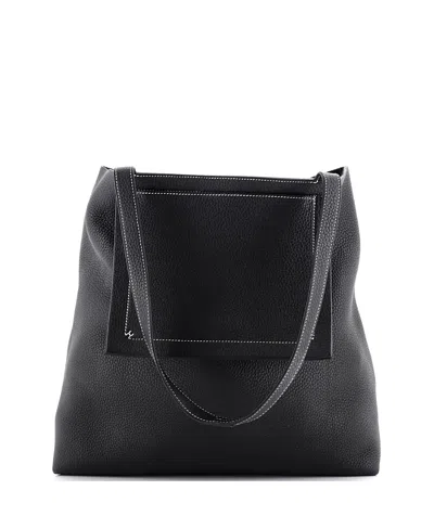 Pre-owned Hermes  Hermes 46 Cabasellier Tote Clemence In Black