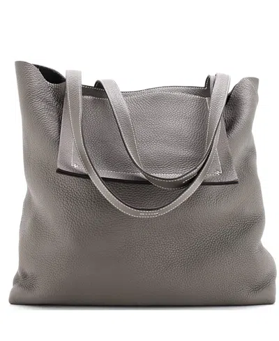 Pre-owned Hermes  Hermes 46 Cabasellier Tote Clemence In Gray