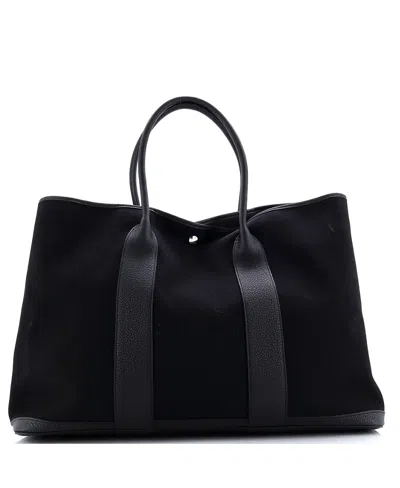 Pre-owned Pre-owned Hermes  Hermes 49 Garden Party Tote Toile And Leather In Black
