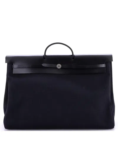 Pre-owned Pre-owned Hermes  Hermes 50 Herbag Zip Leather And Toile In Black