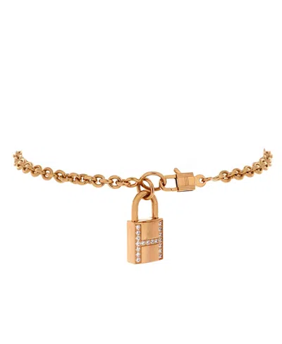 Pre-owned Pre-owned Hermes  Hermes Amulettes Cadenas Pendant Bracelet 18k Rose Gold With Diamonds In Pink