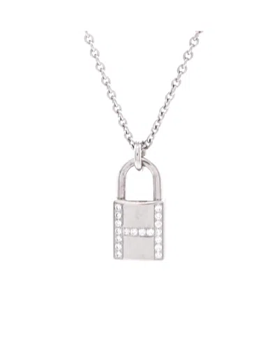 Pre-owned Pre-owned Hermes  Hermes Amulettes Cadenas Pendant Necklace 18k White Gold With Diamonds, 15.75