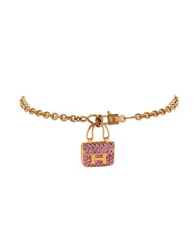 Pre-owned Pre-owned Hermes  Hermes Amulettes Constance Bracelet 18k Rose Gold With Pink Sapphires