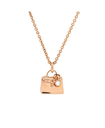 Pre-owned Pre-owned Hermes  Hermes Amulettes Kelly Pendant Nm Necklace 18k Rose Gold With Diamond, 15.75 In Pink