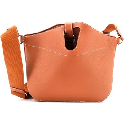 Pre-owned Hermes  Hermes Attelage Crossbody Bag Evercolor In Gold