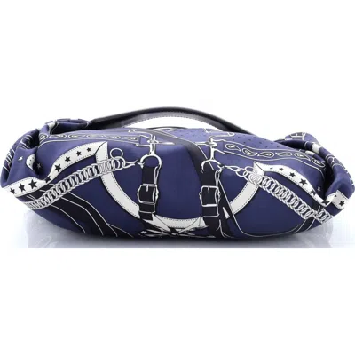 Pre-owned Hermes  Hermes Balusoie Bag Printed Silk And Leather In Blue