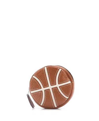 Pre-owned Pre-owned Hermes  Hermes Basketball Change Purse Leather In Brown
