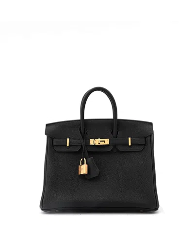 Pre-owned Pre-owned Hermes  Hermes Birkin 25 Handbag Black Togo With Rose Gold Hardware