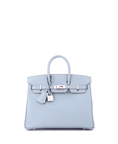Pre-owned Pre-owned Hermes  Hermes Birkin 25 Handbag Blue Epsom With Palladium Hardware