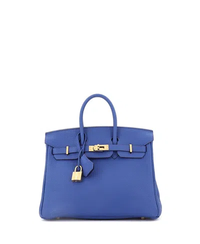 Pre-owned Pre-owned Hermes  Hermes Birkin 25 Handbag Blue Togo With Gold Hardware
