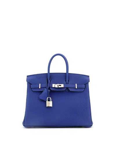 Pre-owned Pre-owned Hermes  Hermes Birkin 25 Handbag Blue Togo With Palladium Hardware