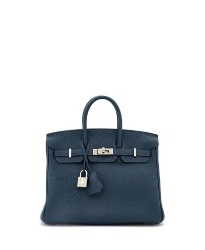 Pre-owned Pre-owned Hermes  Hermes Birkin 25 Handbag Blue Togo With Palladium Hardware In Bleu De Prusse