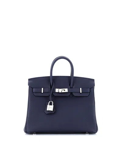 Pre-owned Pre-owned Hermes  Hermes Birkin 25 Handbag Blue Togo With Palladium Hardware In Bleu Navy