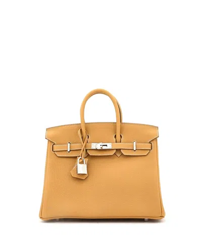 Pre-owned Pre-owned Hermes  Hermes Birkin 25 Handbag Brown Clemence With Palladium Hardware