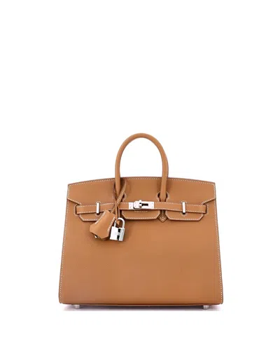 Pre-owned Pre-owned Hermes  Hermes Birkin 25 Handbag Brown Epsom With Palladium Hardware
