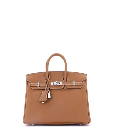 Pre-owned Pre-owned Hermes  Hermes Birkin 25 Handbag Brown Togo With Palladium Hardware