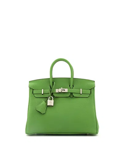 Pre-owned Pre-owned Hermes  Hermes Birkin 25 Handbag Green Togo With Palladium Hardware