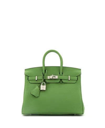 Pre-owned Pre-owned Hermes  Hermes Birkin 25 Handbag Green Togo With Palladium Hardware