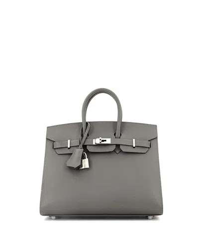 Pre-owned Pre-owned Hermes  Hermes Birkin 25 Handbag Grey Epsom With Palladium Hardware In Gray
