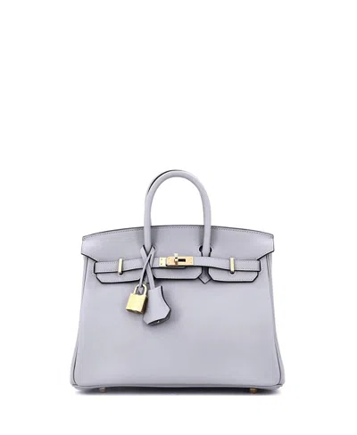 Pre-owned Pre-owned Hermes  Hermes Birkin 25 Handbag Grey Swift With Permabrass Hardware In Gray
