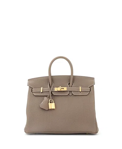Pre-owned Pre-owned Hermes  Hermes Birkin 25 Handbag Grey Togo With Gold Hardware In Brown