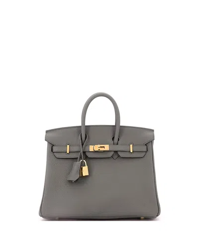 Pre-owned Pre-owned Hermes  Hermes Birkin 25 Handbag Grey Togo With Gold Hardware In Gray