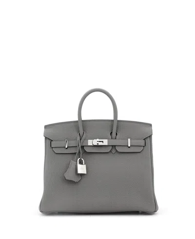 Pre-owned Pre-owned Hermes  Hermes Birkin 25 Handbag Grey Togo With Palladium Hardware