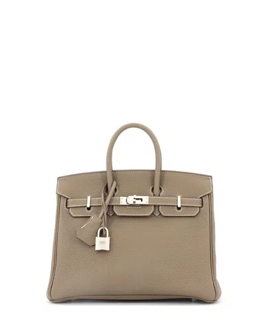 Pre-owned Pre-owned Hermes  Hermes Birkin 25 Handbag Grey Togo With Palladium Hardware In Brown
