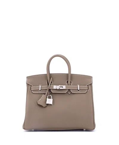 Pre-owned Pre-owned Hermes  Hermes Birkin 25 Handbag Grey Togo With Palladium Hardware In Brown