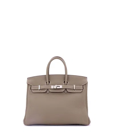 Pre-owned Pre-owned Hermes  Hermes Birkin 25 Handbag Grey Togo With Palladium Hardware In Brown