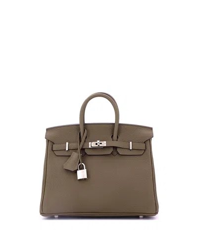 Pre-owned Pre-owned Hermes  Hermes Birkin 25 Handbag Grey Togo With Palladium Hardware In Brown