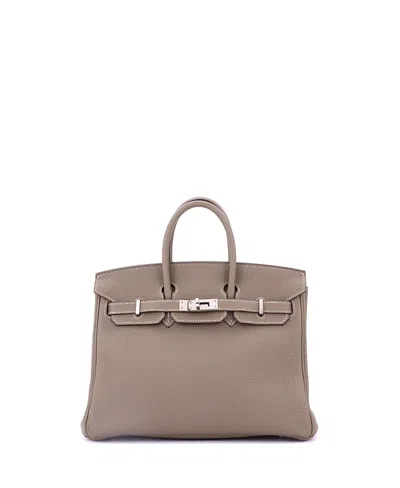Pre-owned Pre-owned Hermes  Hermes Birkin 25 Handbag Grey Togo With Palladium Hardware In Brown