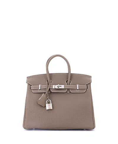 Pre-owned Pre-owned Hermes  Hermes Birkin 25 Handbag Grey Togo With Palladium Hardware In Brown