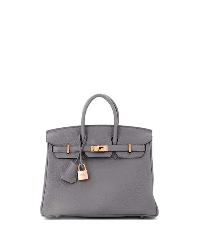 Pre-owned Pre-owned Hermes  Hermes Birkin 25 Handbag Grey Togo With Rose Gold Hardware In Gray