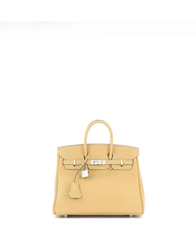 Pre-owned Pre-owned Hermes  Hermes Birkin 25 Handbag Light Swift With Palladium Hardware In Trench