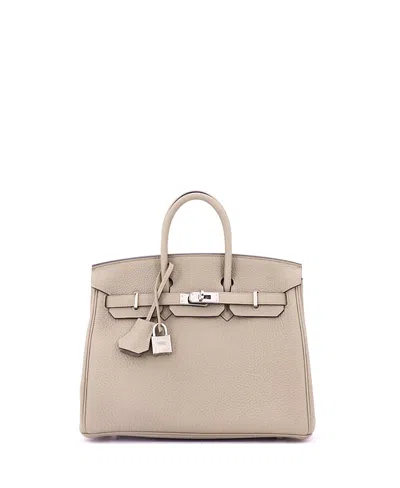 Pre-owned Pre-owned Hermes  Hermes Birkin 25 Handbag Light Togo With Palladium Hardware In Brown